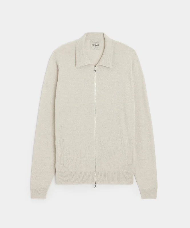 Early Bird John Smedley Alston Merino Wool Zip-Up in Grey