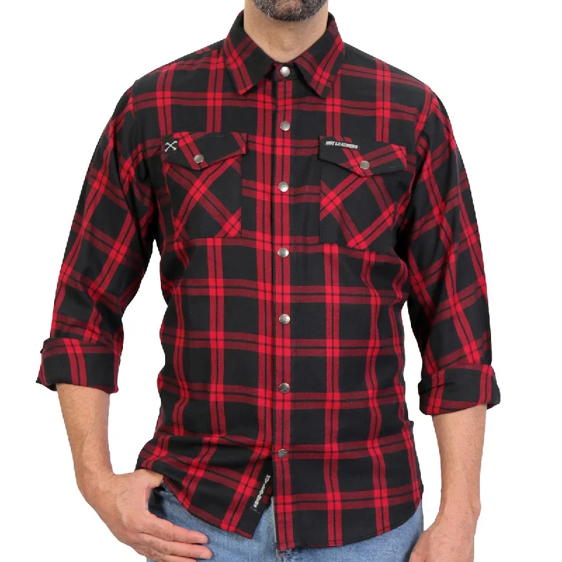 Super Bargain Hot Leathers FLM3001 Men's Red and Black Long Sleeve Flannel Shirt
