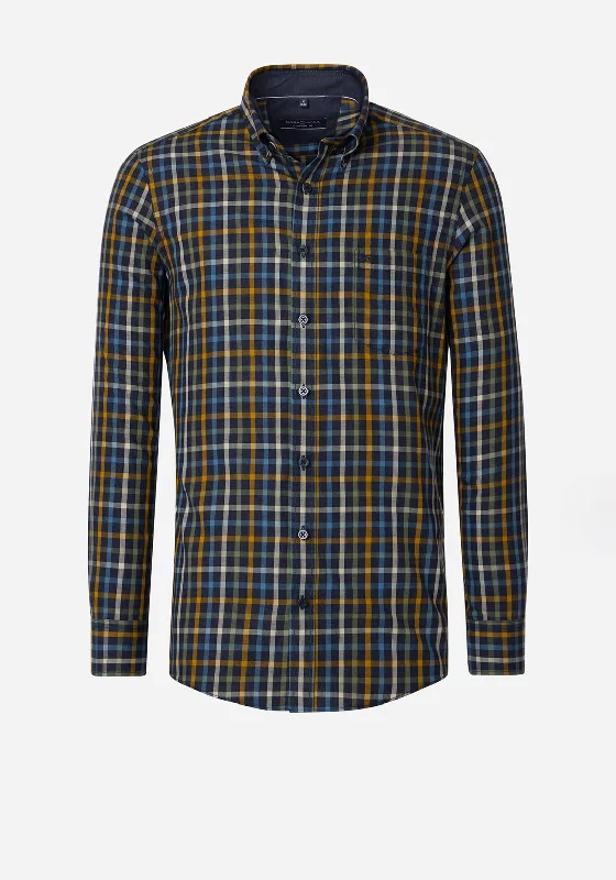 Weekend Bargains Galore Casa Moda Gingham Long Sleeve Shirt, Blue