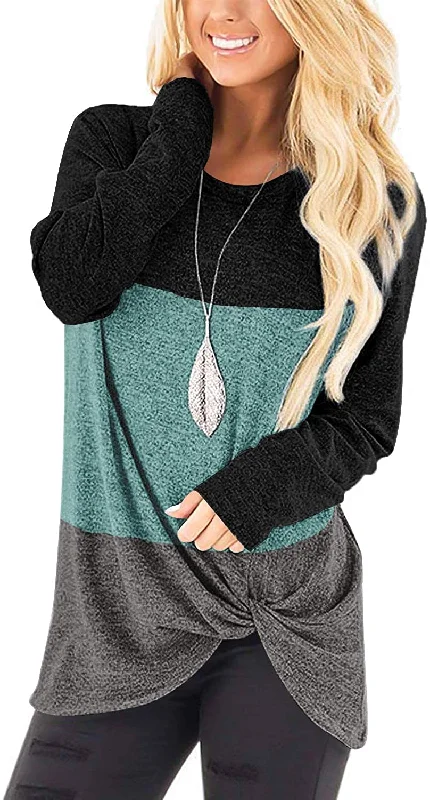 Overstock Clearance Haute Edition Women's Tunic Top with Twist Detail With Solid Color Block