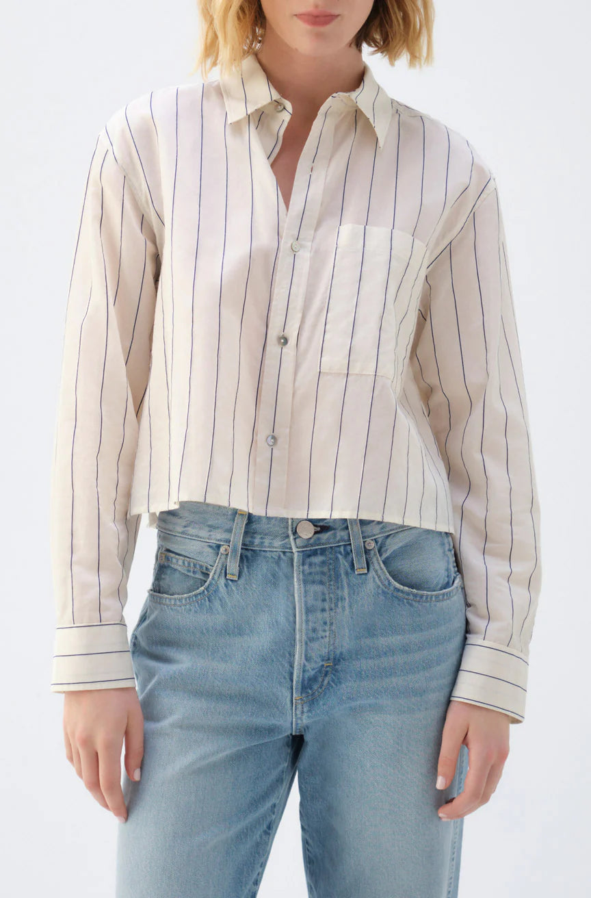 Low Price Ruth Crop Shirt - Bone / Neptune