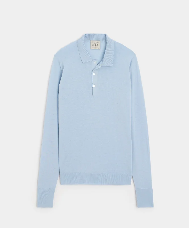 Instant Savings Todd Snyder x John Smedley Long Sleeve Polo in Blue Haze