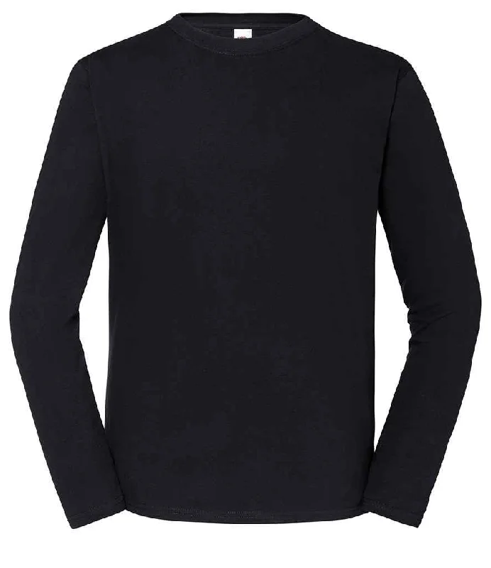 Markdowns Fruit Loom Iconic 195 Premium Long Sleeve T-Shirt | Black