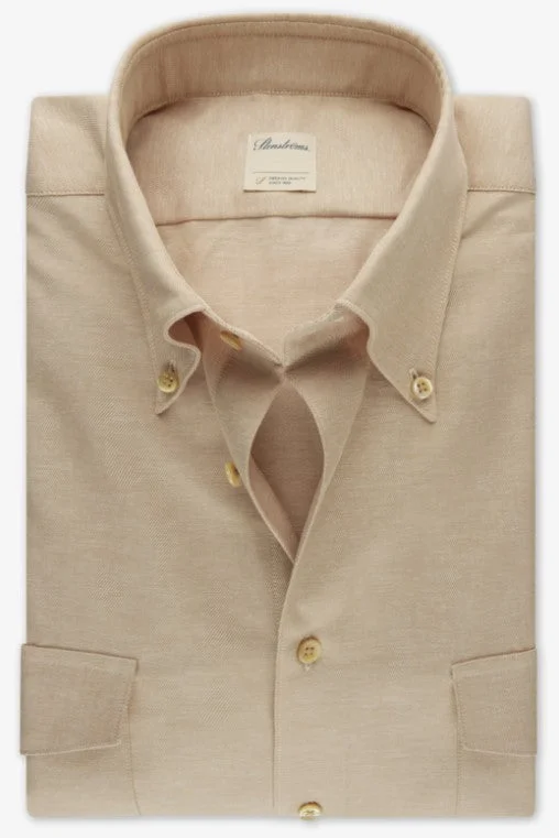 Weekend Deals That Sparkle ID24335-Stenstroms Military Pocket Light Beige Shirt