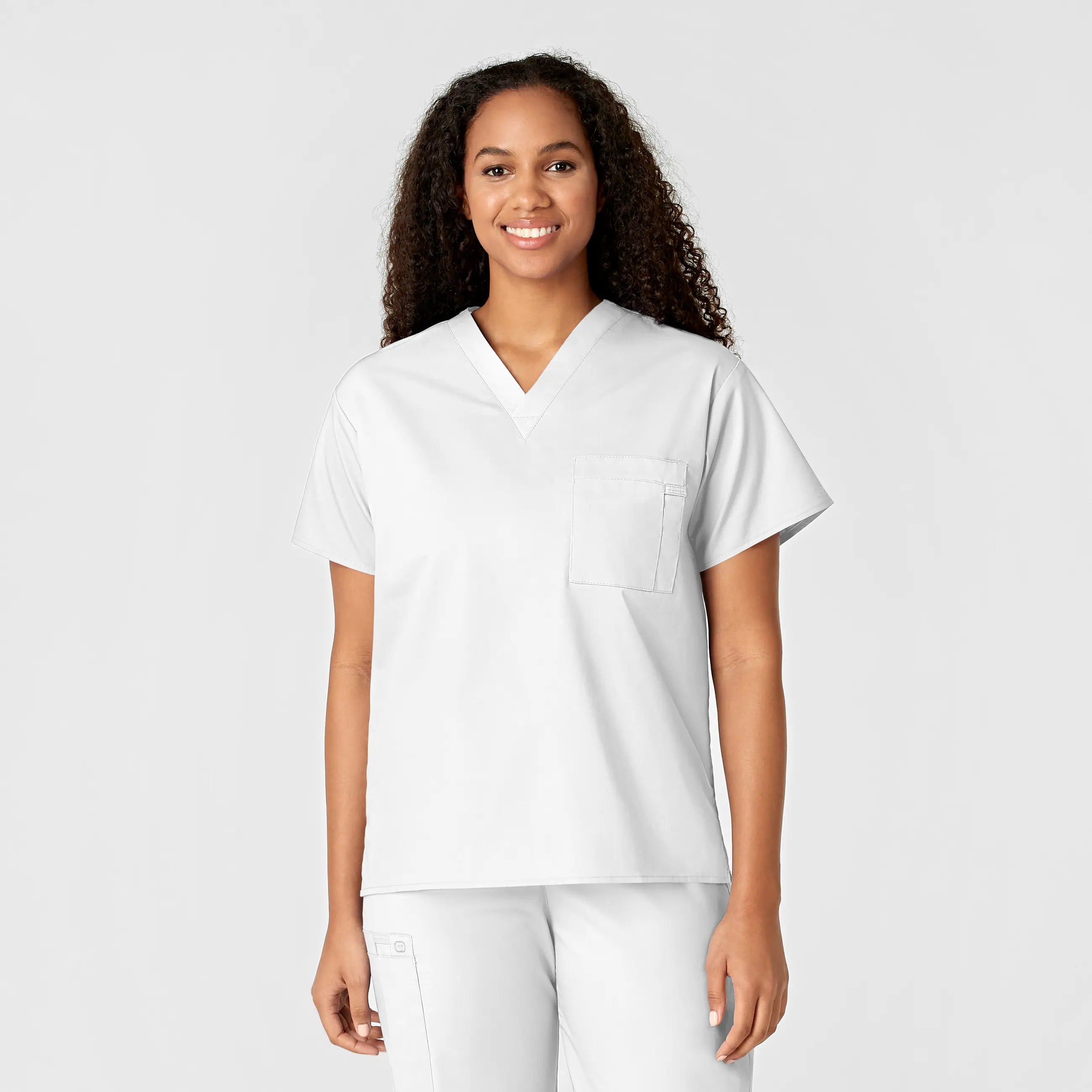 Take Action Wink Unisex V-Neck Scrub Top - White