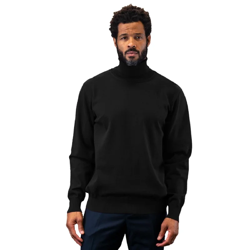 Top Pick Vesta Collection: Modern Fit Black Wool & Cashmere Turtleneck Sweater