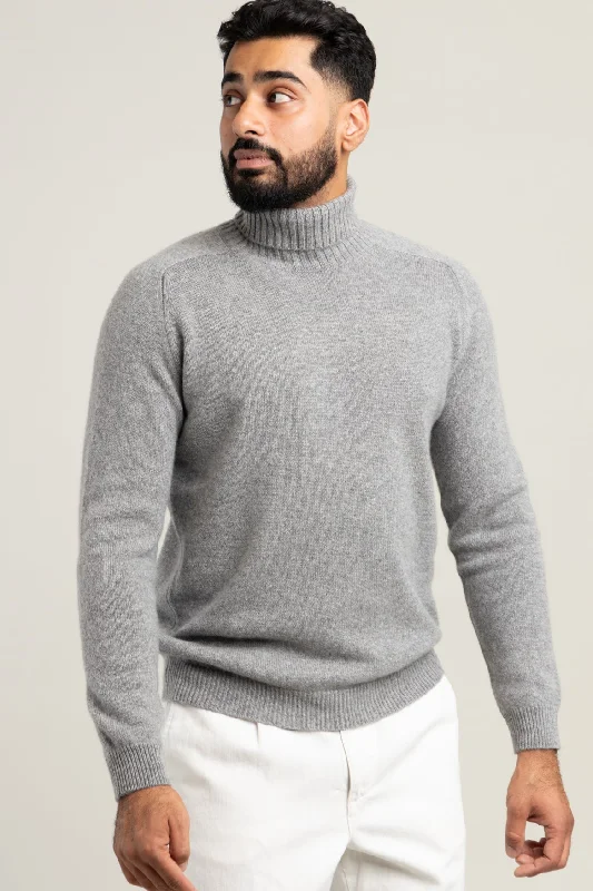 Final Clearance Light Grey Cashmere Rollneck Sweater
