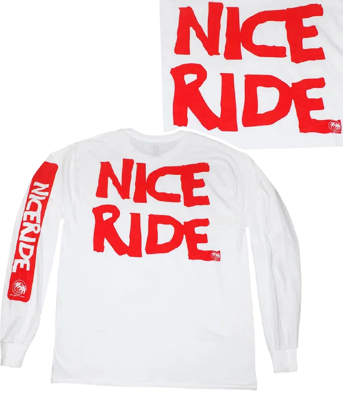 New Markdowns CR RIDE - White Hanes Cotton Long Sleeve Men's T-Shirt In Black Or White