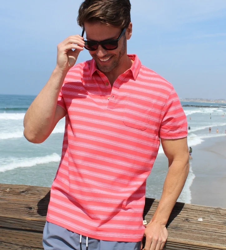 Price Drop HCS22252 NASSAU STRIPE POLO rum punch