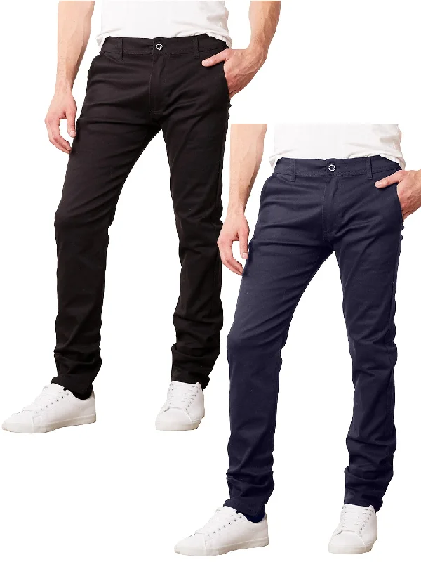 Closeout Deal 2-Pack Men's Flex Stretch Slim Fit Cotton Everyday Chino Pants (31" Inseam)