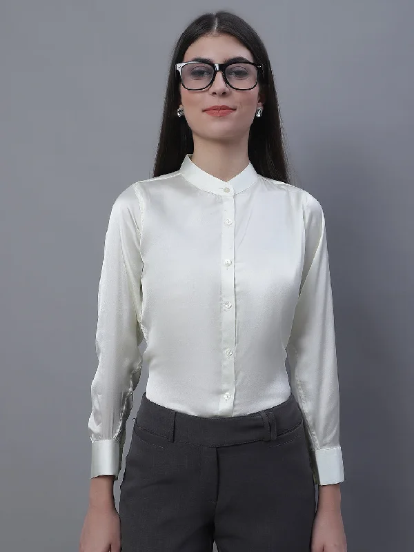 Weekend Discounts You Deserve Women White Solid Shirt Style Top