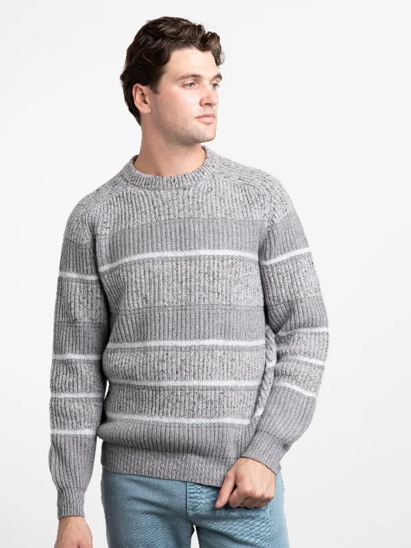 New Arrival Grey Cashmere Striped Sweater
