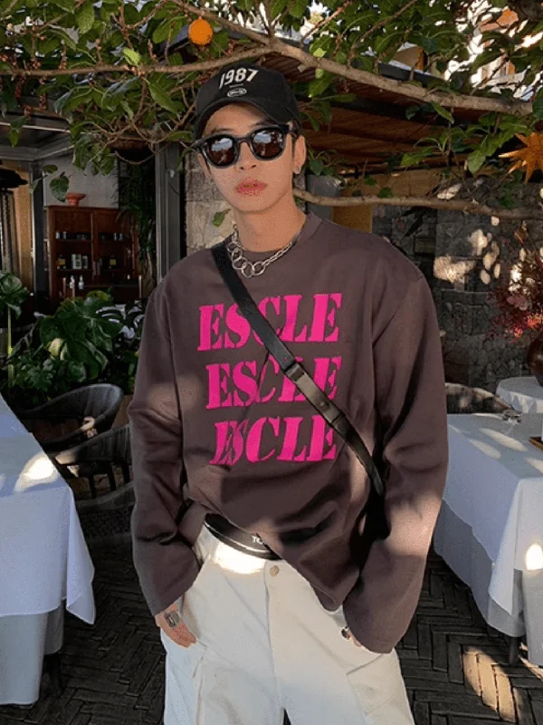 Weekend Savings Fiesta [ESC MAN STUDIO] Printed Neck Long Sleeve T-Shirt na847