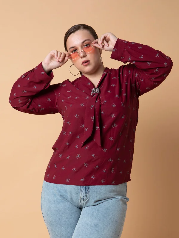 Weekend Offers That Sizzle Women Floral Maroon Top