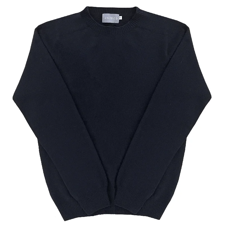 YEAR-End Sale Black Scottish Cashmere Merino Crewneck Sweater