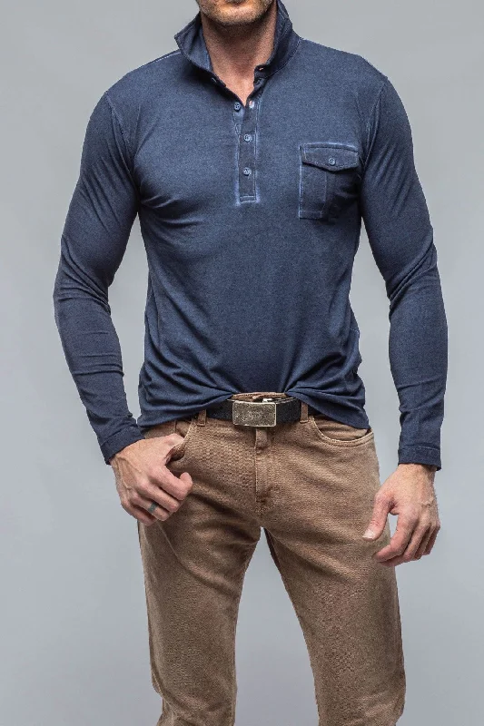 Stock Clearance Cafe Paco LS Polo Shirt In Indaco