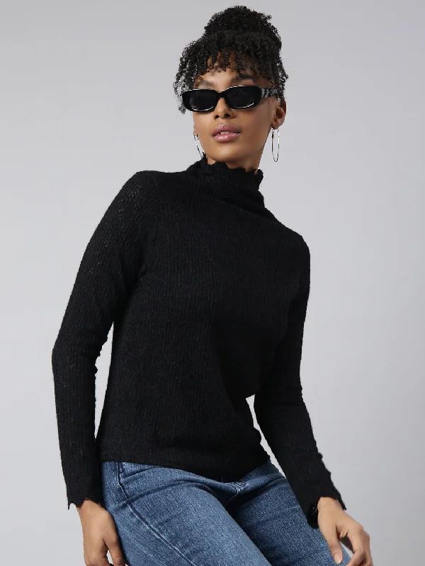 Weekend Savings Fiesta Women Black Self Design Top