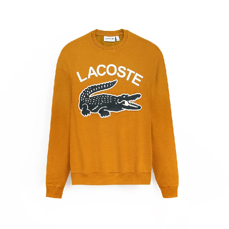 Unwind with Weekend Discounts LC - Men 'Mustard' Textured Crocodile Fleece Sweatshirt LC468