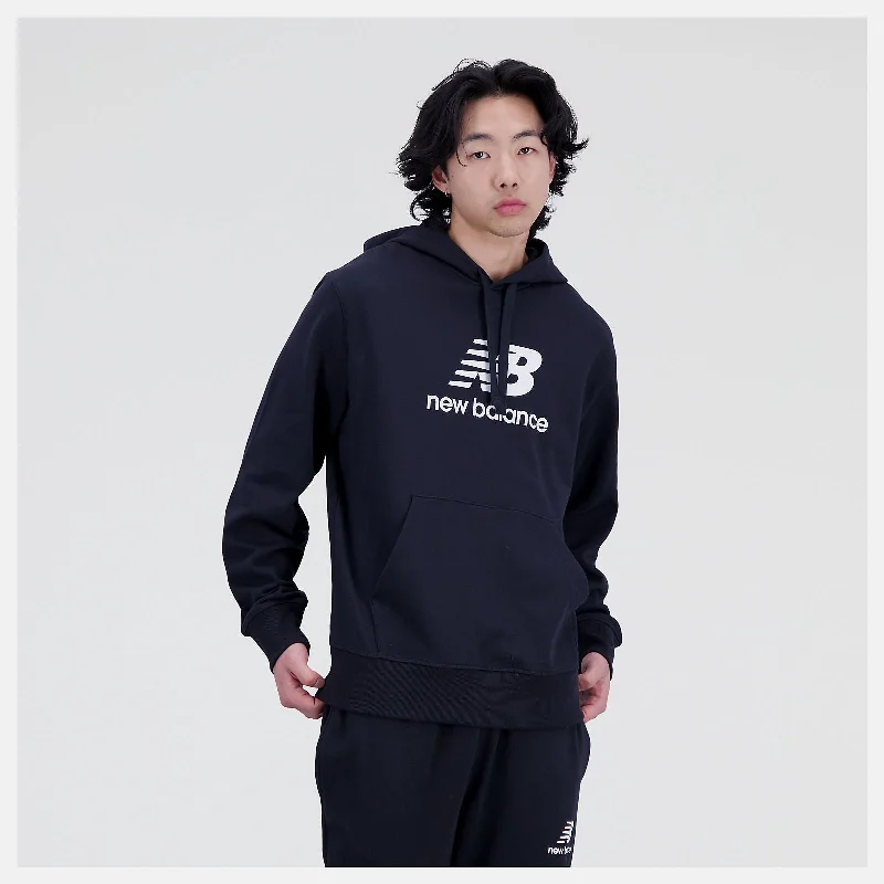 Price Cut New Balance Essentials Stacked Logo French Terry Hoodie - Mens - Black