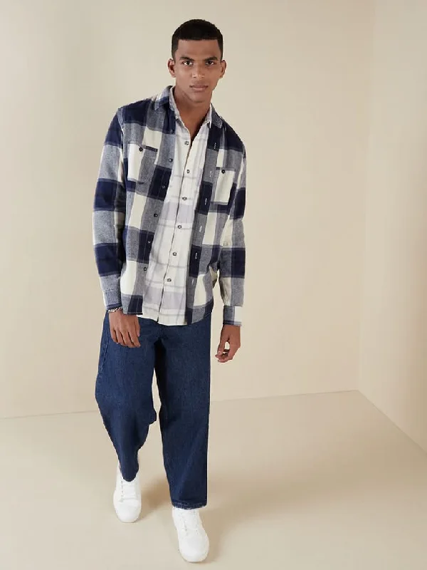 Weekend Deals That Dazzle Nuon Indigo Checkered Slim-Fit Shirt