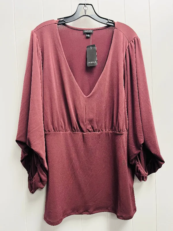 Savings Galore Top Long Sleeve By Torrid In Brown, Size: 4x