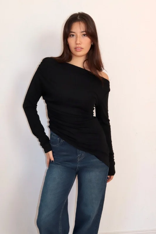 Super Sale Asymmetrical off shoulder long sleeve top