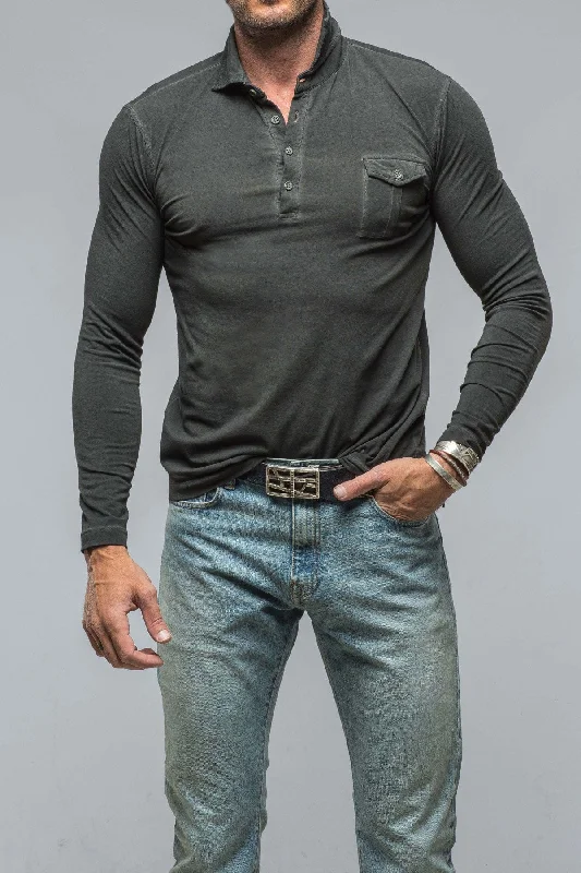Daily Special Cafe Paco LS Polo Shirt In Black