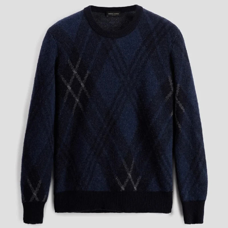 Crazy Savings Blue Nero Argyle Jacquard Crewneck Sweater