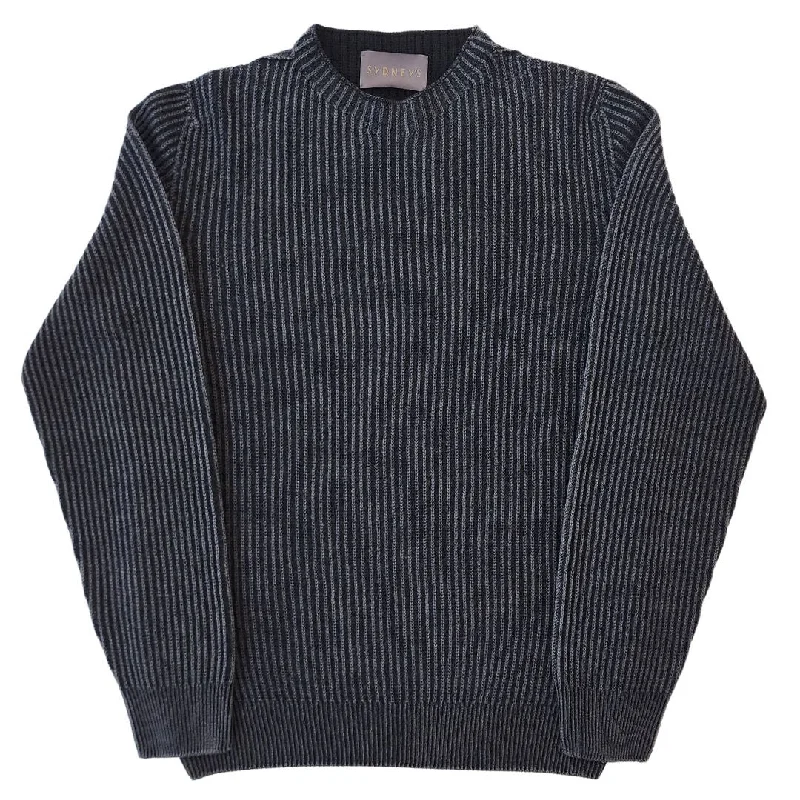Act Now Navy/ Grey Reversible Ribbed Knit Sweater