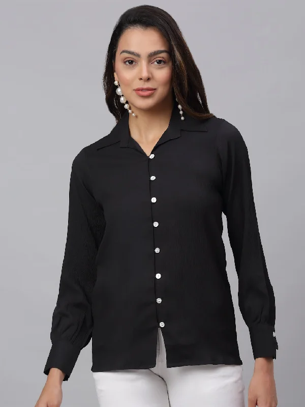 Weekend Discounts to Love Women Black Solid Shirt