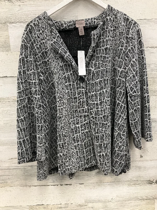 Half Price Cardigan By Chicos In Black & Silver, Size: Xl