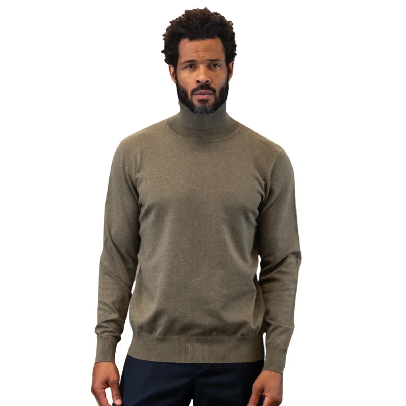 Bargain Alert Vesta Collection: Modern Fit Olive Wool & Cashmere Turtleneck Sweater