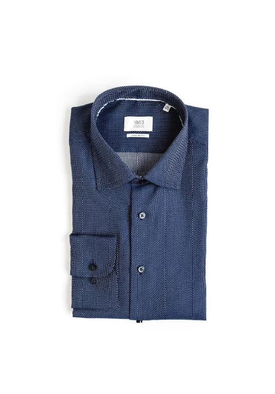 Weekend Deals That Amaze 1863 by Eterna Birdeye Print Shirt, Navy