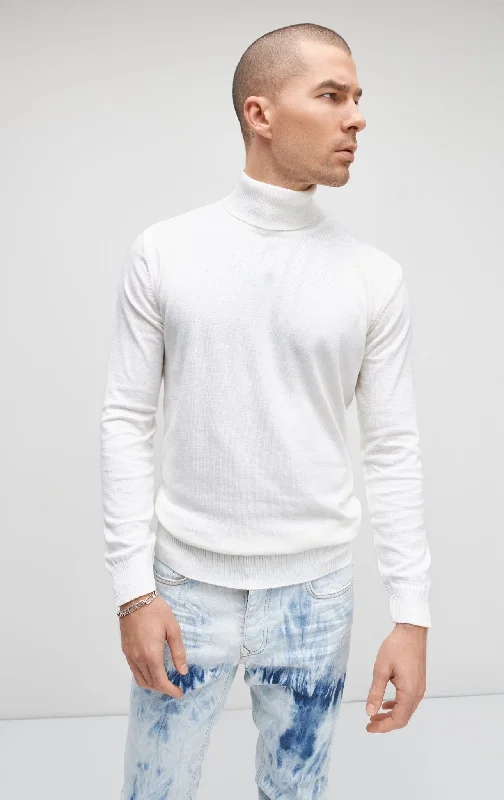 Quick Deals Roll Neck Knit Sweater - White
