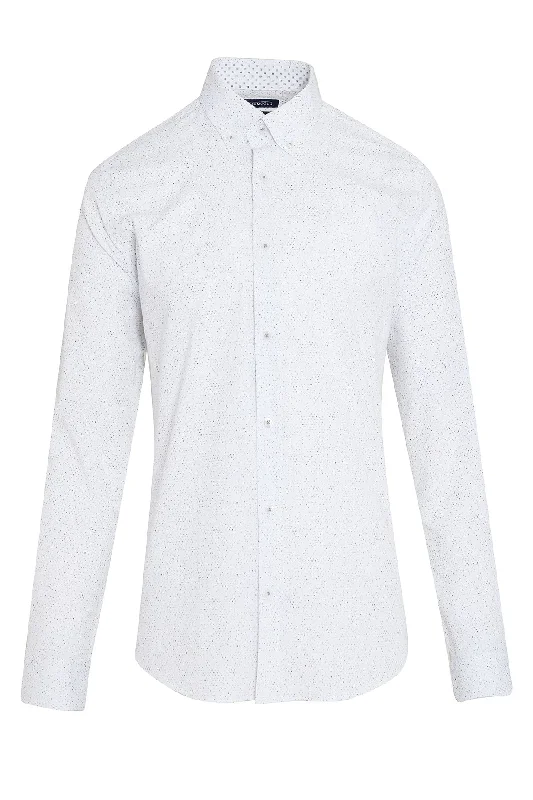 Weekend Discounts to Indulge In Slim Fit Long Sleeve Printed Cotton Blend Khaki Casual Shirt