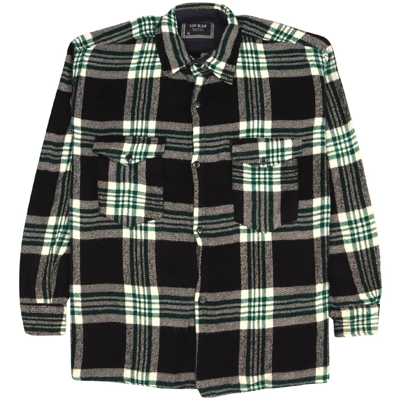 New Arrival Sav-Kar Checkered Flannel Shirt Black Beige Green
