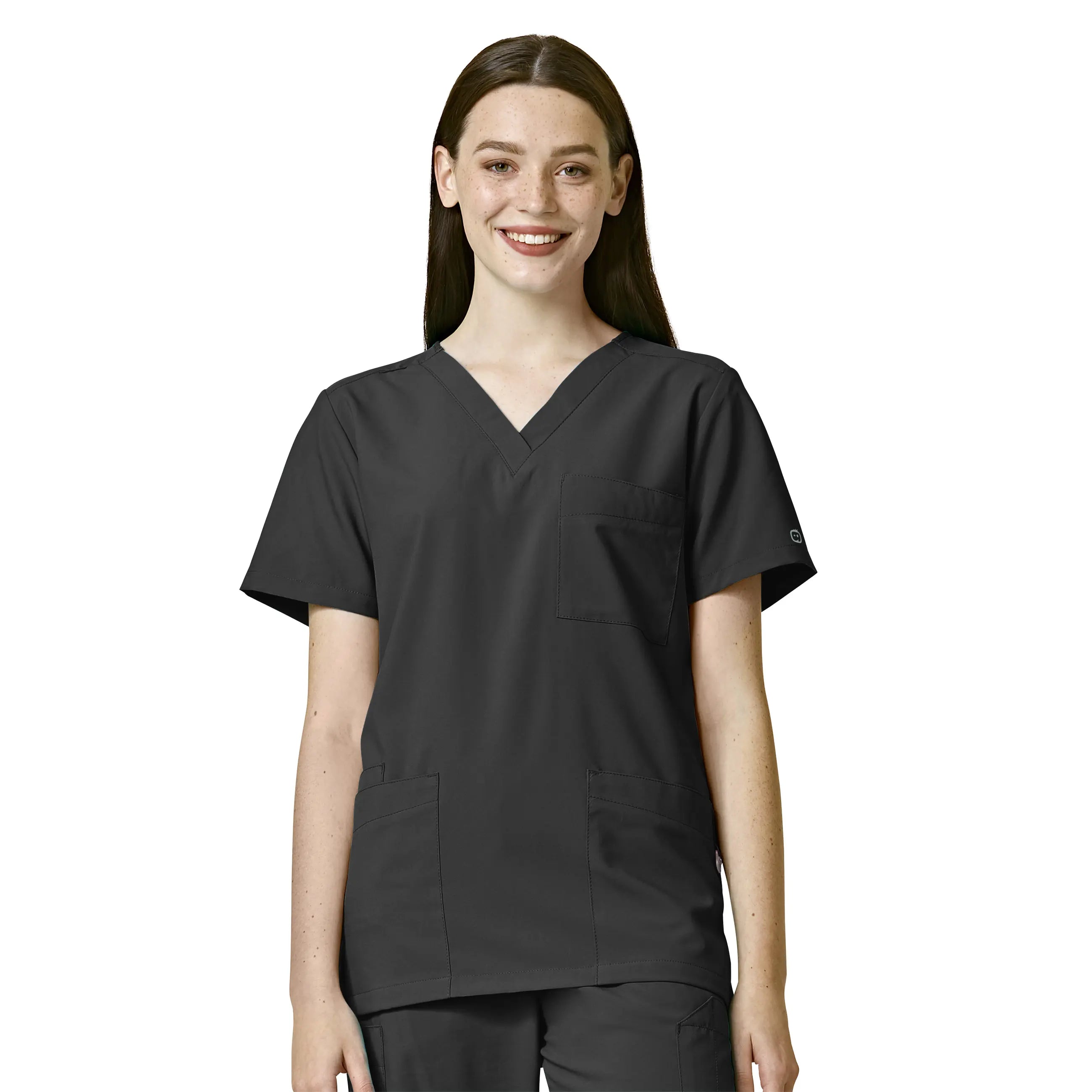 New Markdowns Wink Unisex 4 Pocket Utility Scrub Top - Black