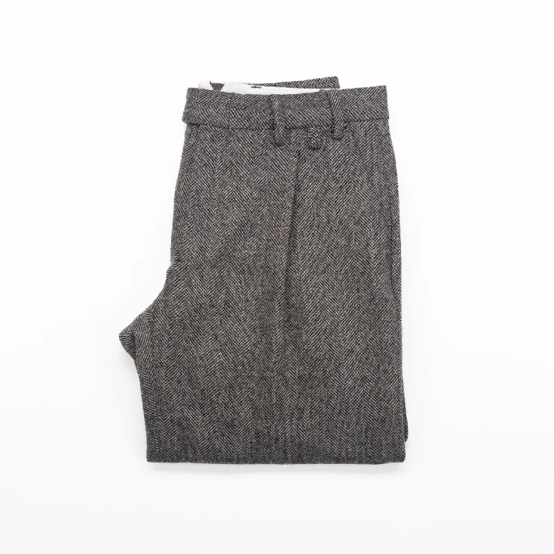 Last Chance Herringbone Trousers in Grey Wool