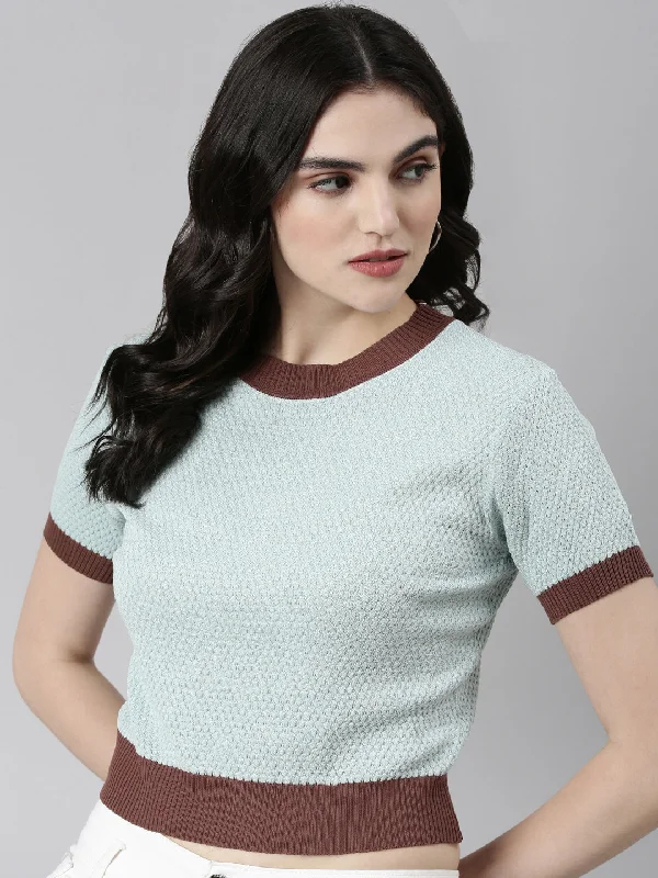 Weekend Bargains to Sizzle Women Solid Sea Green Top