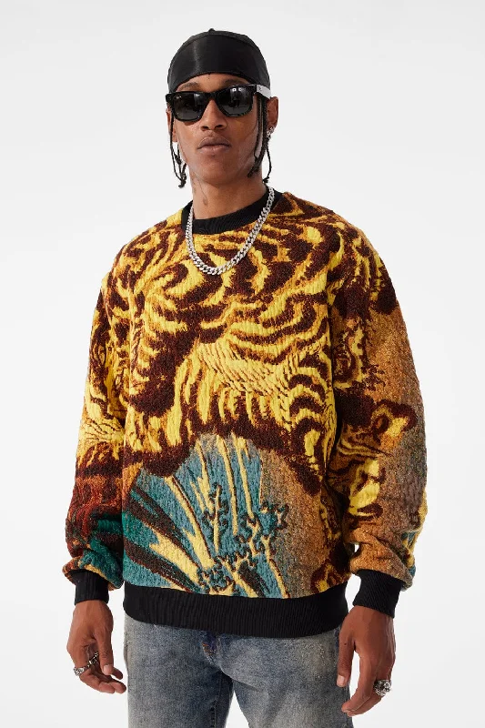 Weekend Bargains Galore Silk Road Crewneck Sweater (Gold Dragon)