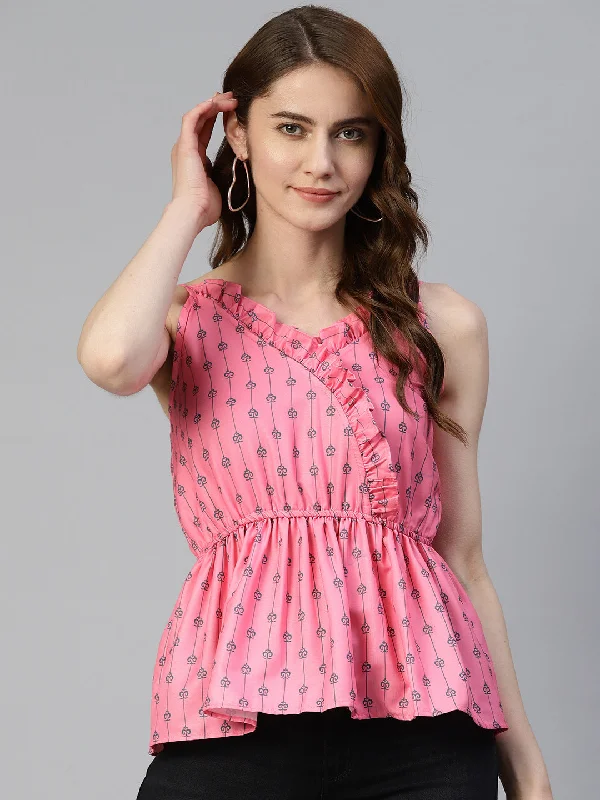 Sale Event Women  Printed crop top with frills