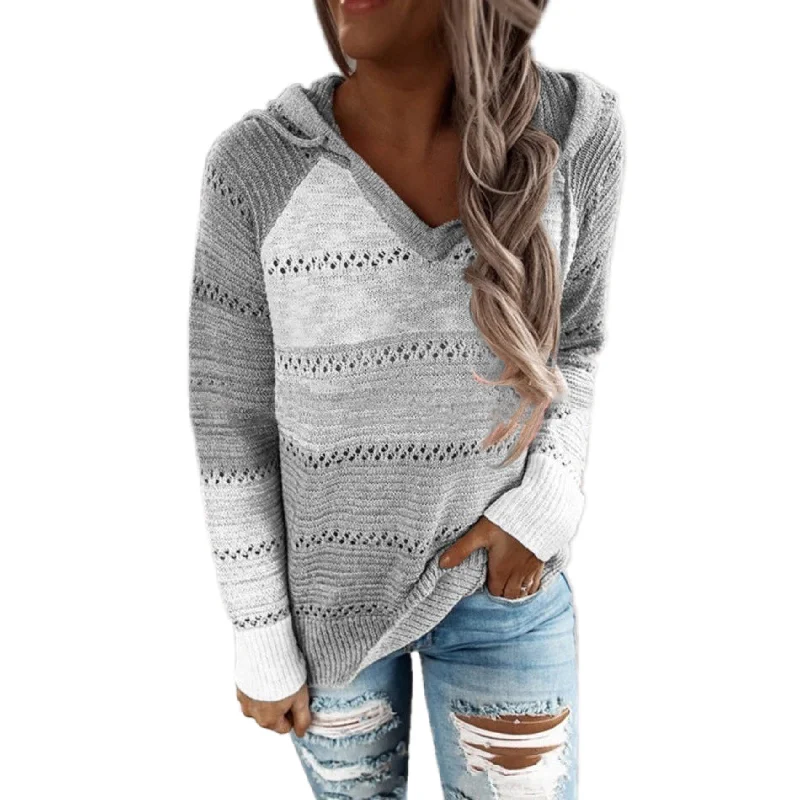 Year-End Sale Haute Edition Women's Lightweight Colorblock Stripe Hoodie