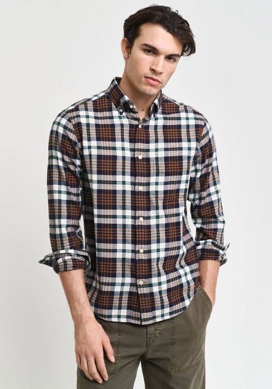 Weekend Deals to Make You Smile Gant Flannel Plaid Shirt, Brown Multi