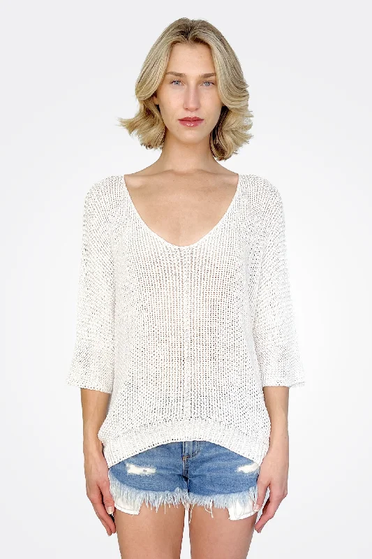 Weekend Offers That Tempt Crochet Pullover - White
