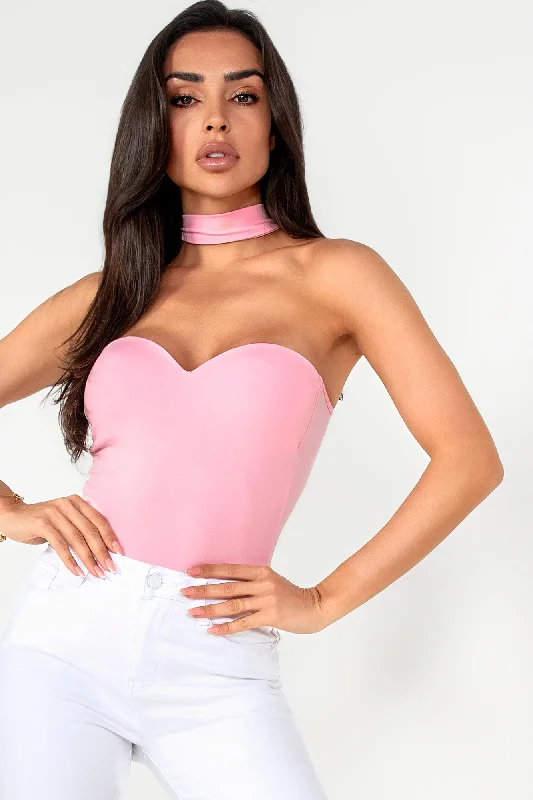 Stock Up Jessie Pink Choker Bodysuit