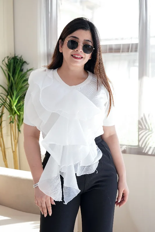 Weekend Offers That Delight Sophia White Frill Top
