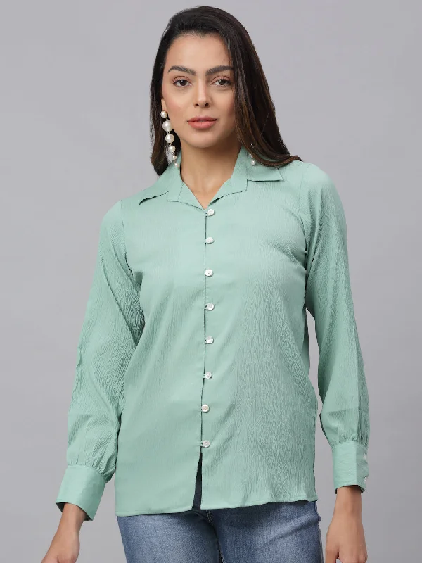 Weekend Bargains to Enjoy Women Green Solid Shirt
