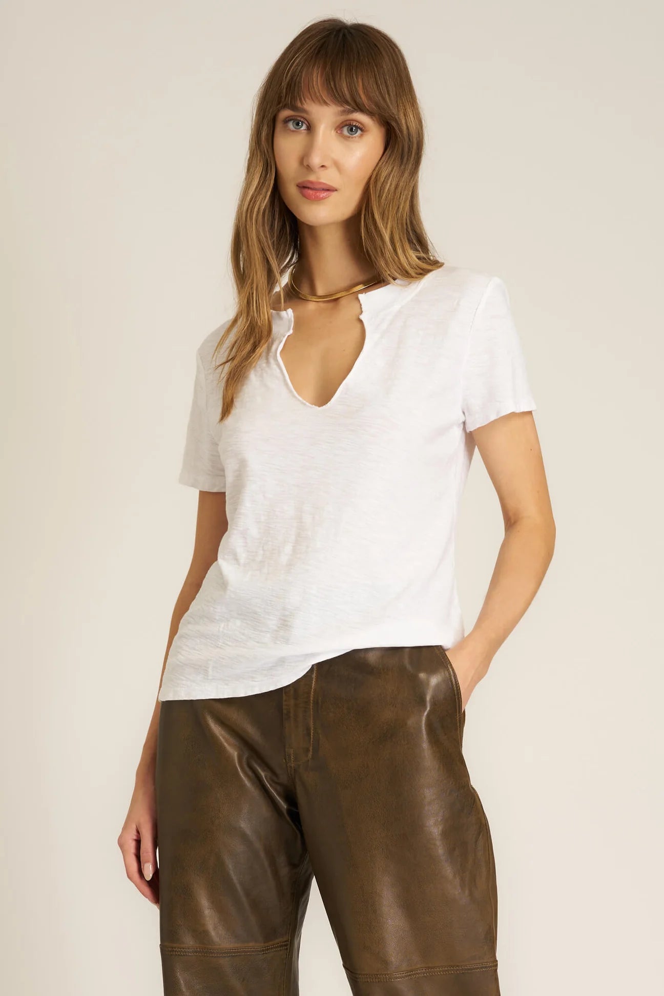 Year-End Sale Plata Notched Tee - White