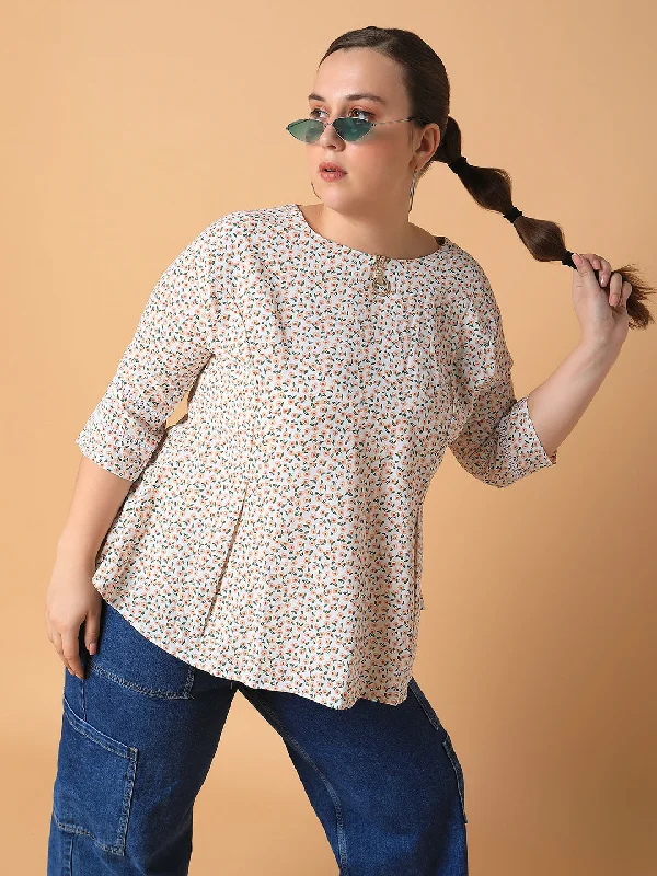 Weekend Discounts to Enjoy Women Floral White Top