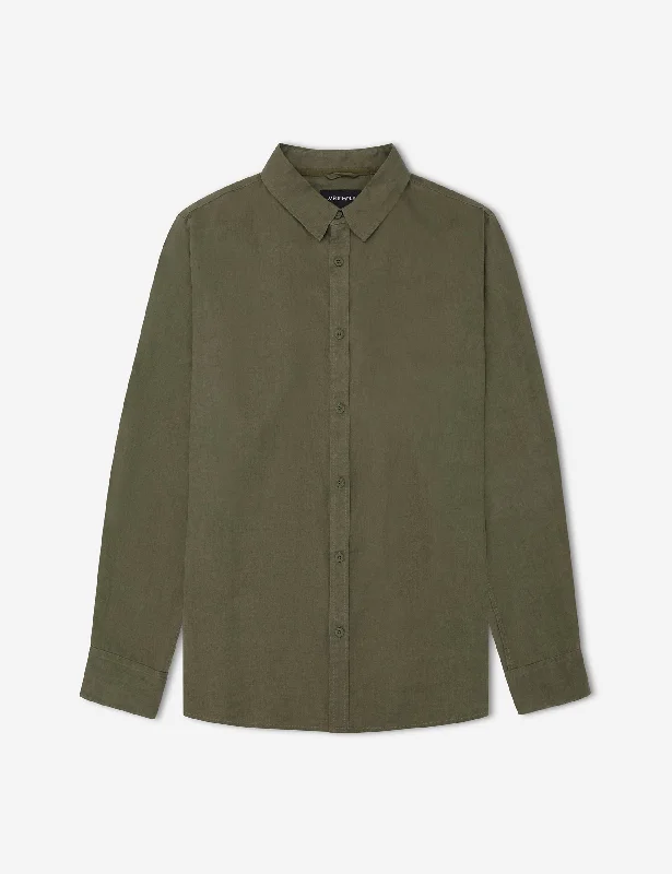 Special Savings Linen Long Sleeve Shirt - Fatigue